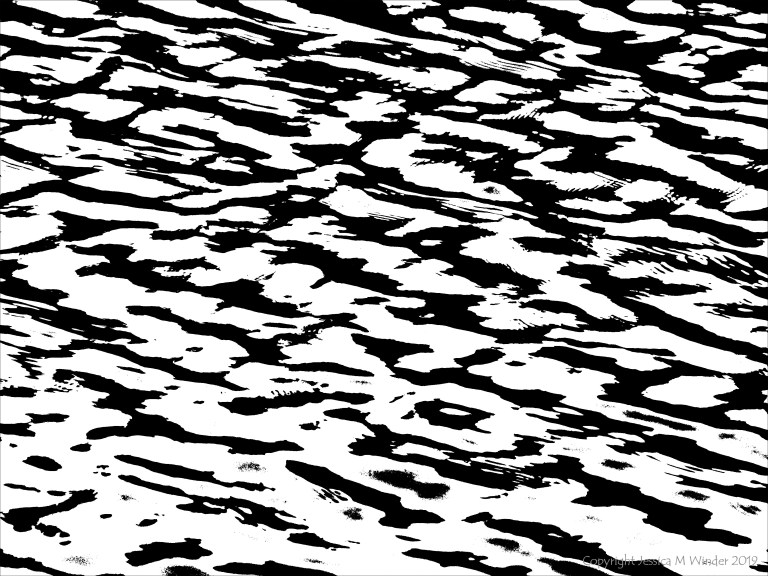 Natural water ripple patterns in black and white