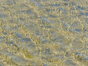 Ripple patterns on shallow water over sand