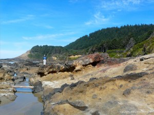 Remnants of a wave-cut platform of mostly fragmental basalt on the Oregon Coast