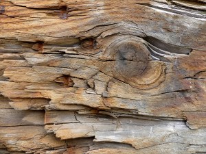 Recycled weathered railway sleeper texture detail