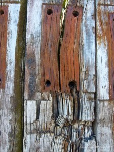 Recycled weathered railway sleeper texture and pattern