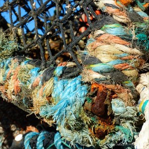 Fishing gear stacked on the quayside