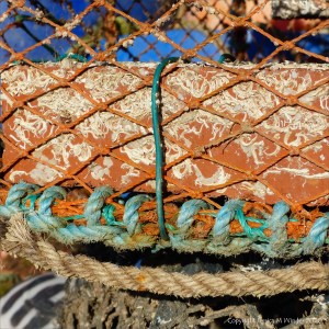 Fishing gear stacked on the quayside
