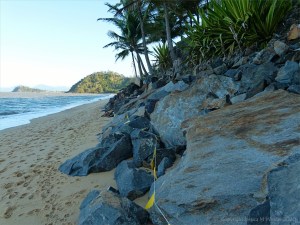Rock armour at Trinity Beach in Queensland