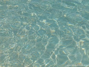 Sunlight reflection patterns on tropical water