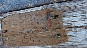 Wood texture in recycled railway sleepers