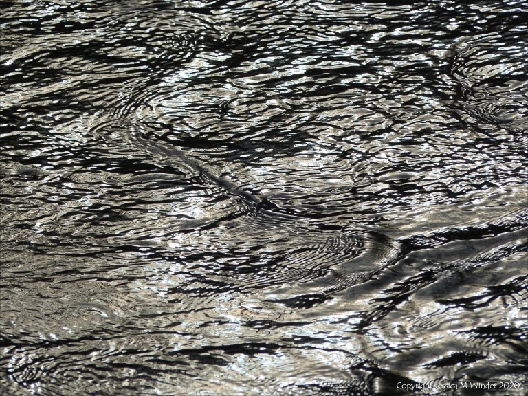 Detail of the winter River Frome from The Retreat at Sculpture by the Lakes in Dorset