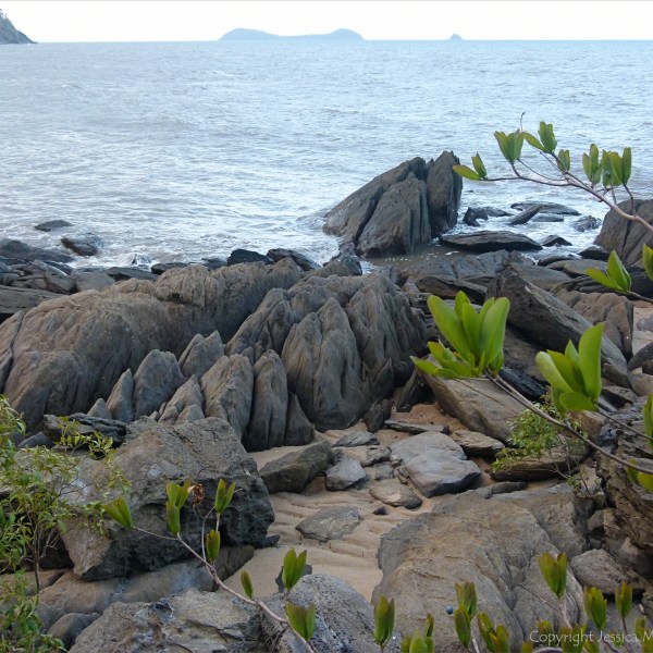 Granite bedrock and boulders on Trinity Beach