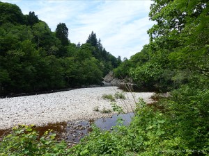 Pebble beach by the River Garry at Killicrankie in Scotland