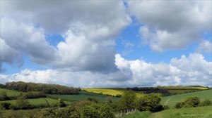 Green fields and big skies around Charlton Down in Spring