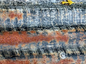 Patterns on weathering corrugated iron
