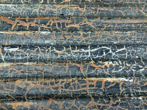 Patterns on weathering corrugated iron