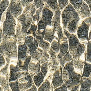 Refracted light on shallow tide pool rippled water
