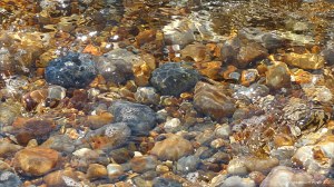 Pebbles under water