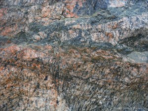 Close up photograph of metamorphic rock