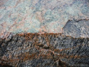 Close up photograph of metamorphic rock