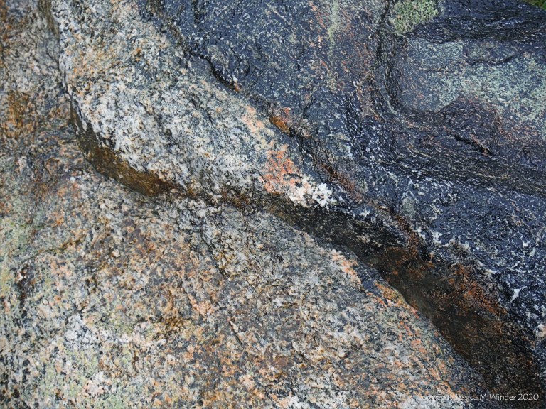 Close up photograph of metamorphic rock