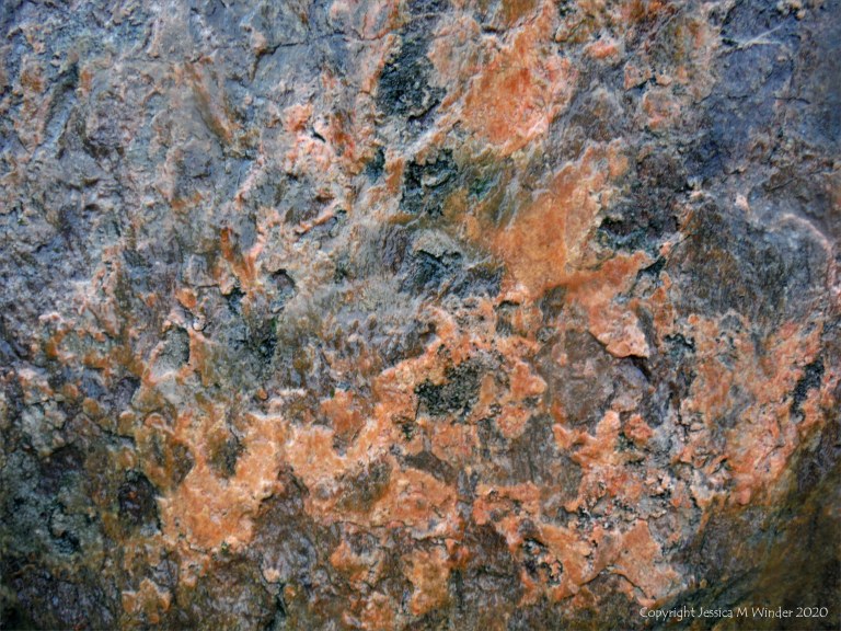 Close up photograph of metamorphic rock