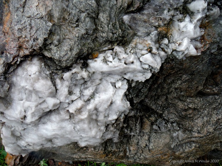 Close up photograph of metamorphic rock