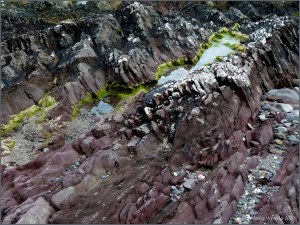Rock textures and colours on the seashore