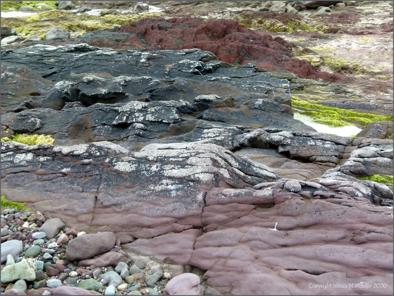 Rock textures and colours on the seashore