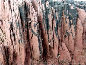 Rock textures and colours on the seashore