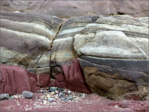 Rock textures and colours on the seashore