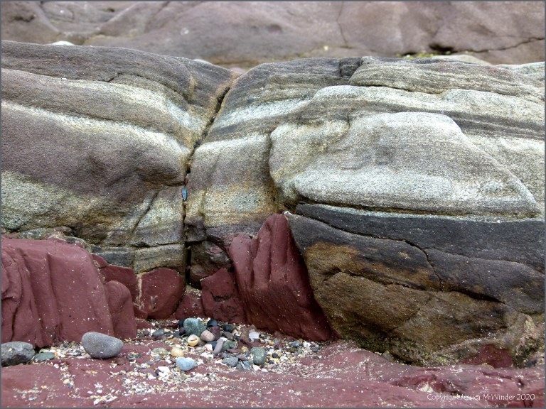 Rock textures and colours on the seashore