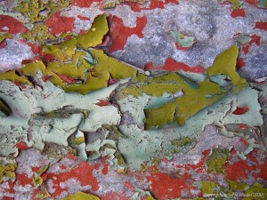Colour, pattern and texture in peeling paintwork
