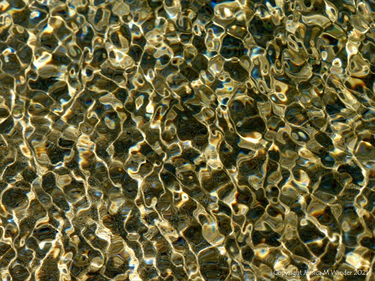 Natural patterns of rippled water with reflected light