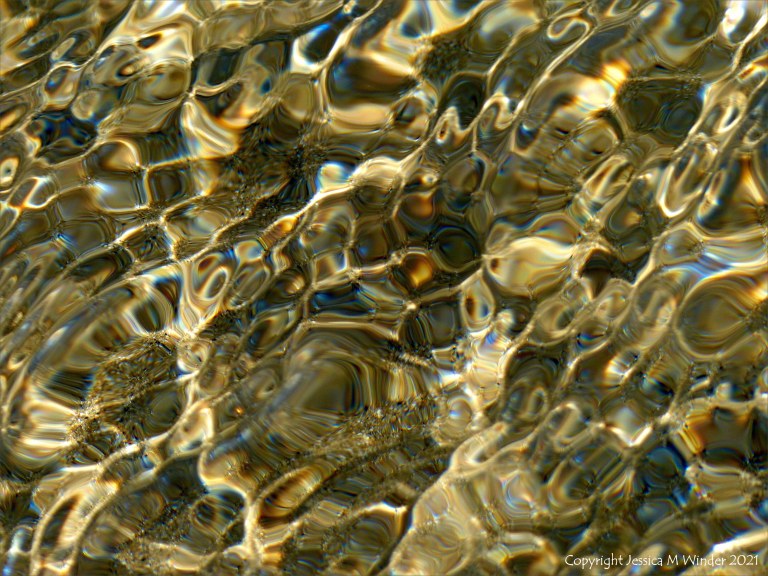 Natural patterns of rippled water with reflected light