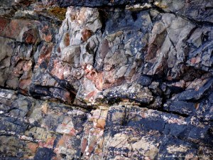 Texture and pattern in a limestone rock face