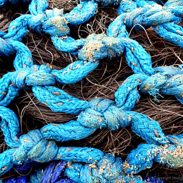 Fishing net washed up as flotsam on the beach