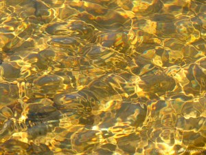 Natural patterns of reflected light on a stream