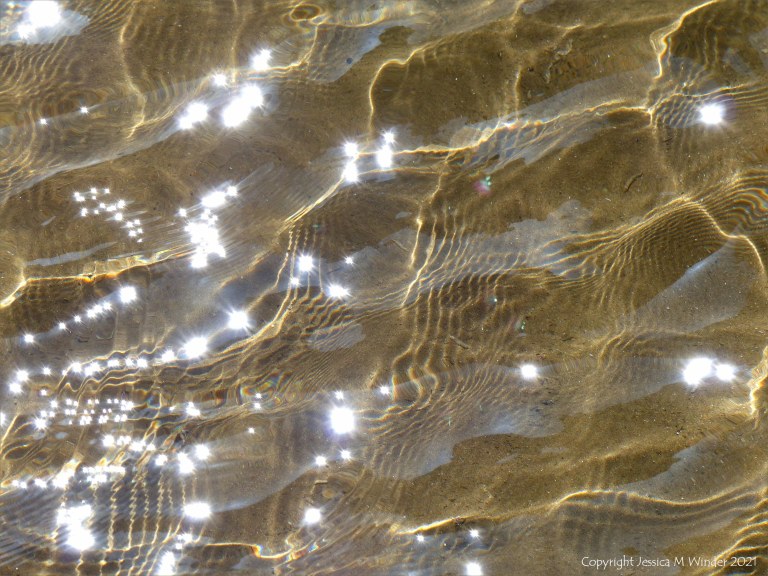 Reflected light on the surface of a stream with sparkles