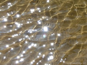 Reflected light on the surface of a stream with sparkles