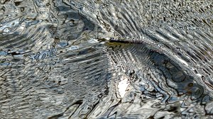Intricate changing patterns of reflected light on fast flowing water