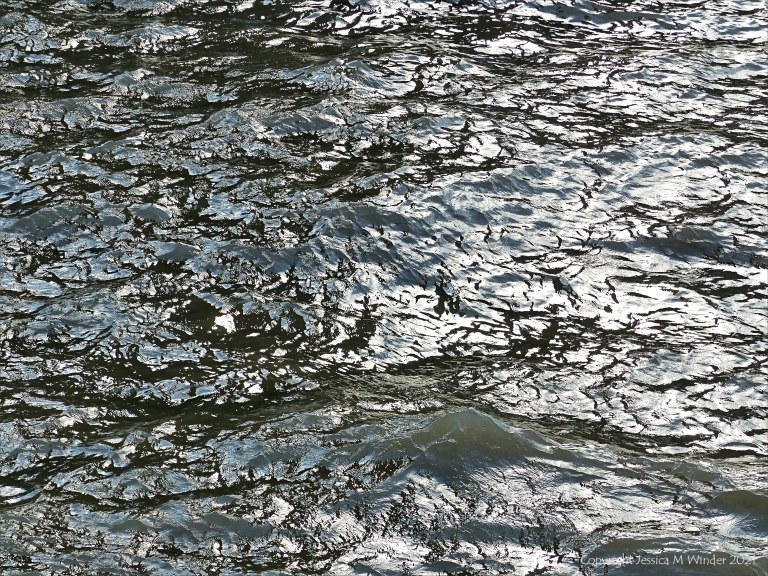 Natural abstract patterns of light reflected on flowing water