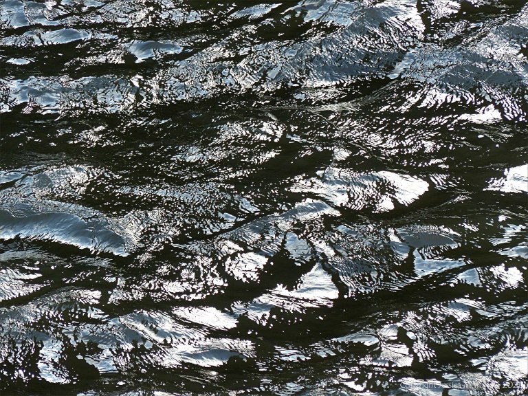 Natural abstract patterns of light reflected on flowing water
