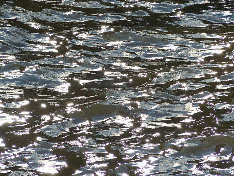 Abstract patterns of light reflected on the surface of flowing water