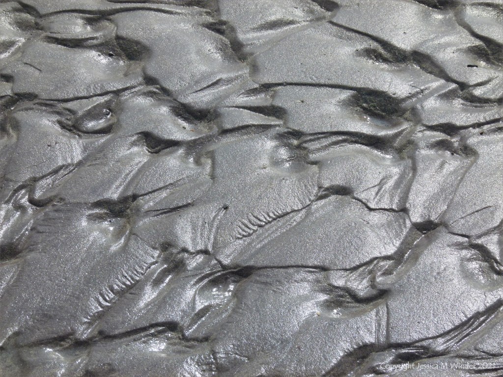 Natural patterns and texture in wet sand on the seashore