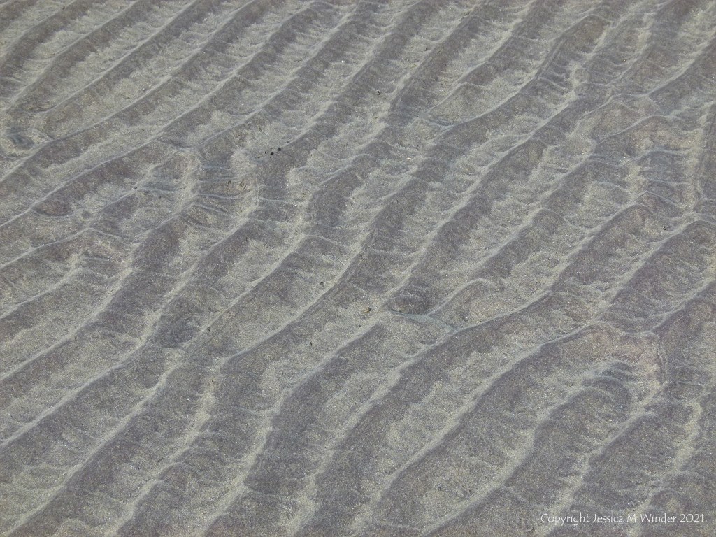 Natural sand ripples left by the tide on the beach