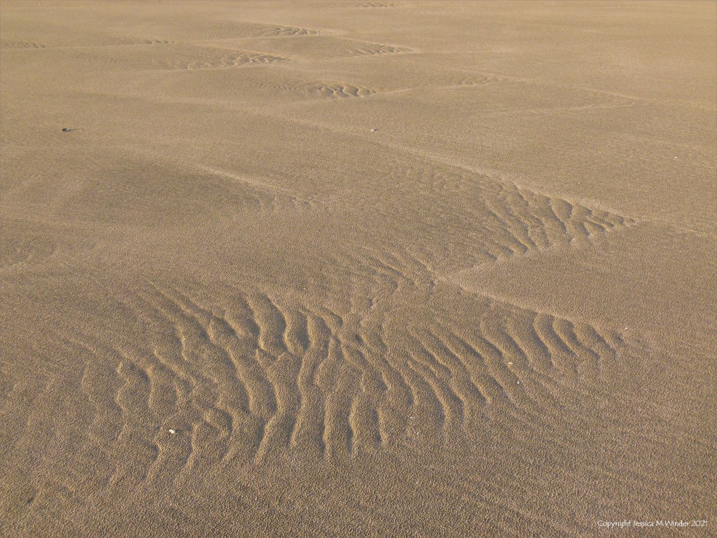Natural abstract ripple patterns in the sand on a beach