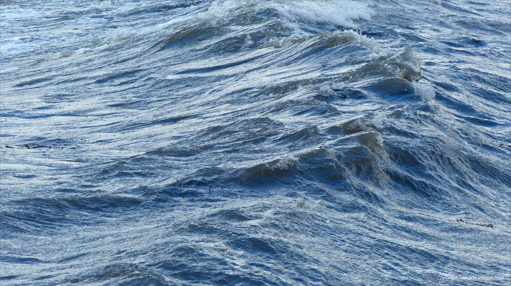 Detail of rough sea on a windy day at Kimmeridge Bay in Dorset 31 October 2021