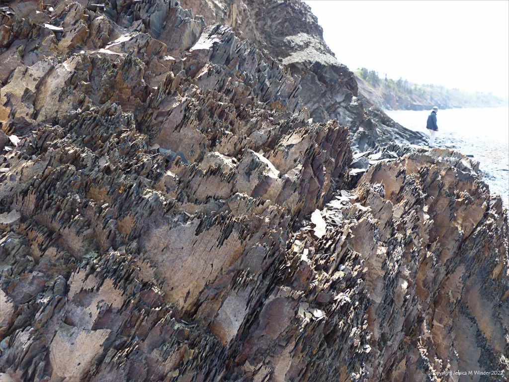 Crumbling mudstone rock texture