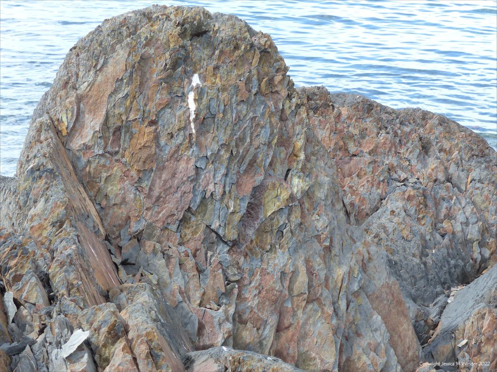 Rock colour and texture in coastal eroding mudstones