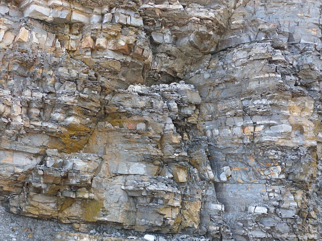 Natural pattern and texture in outcropping sedimentary rock strata