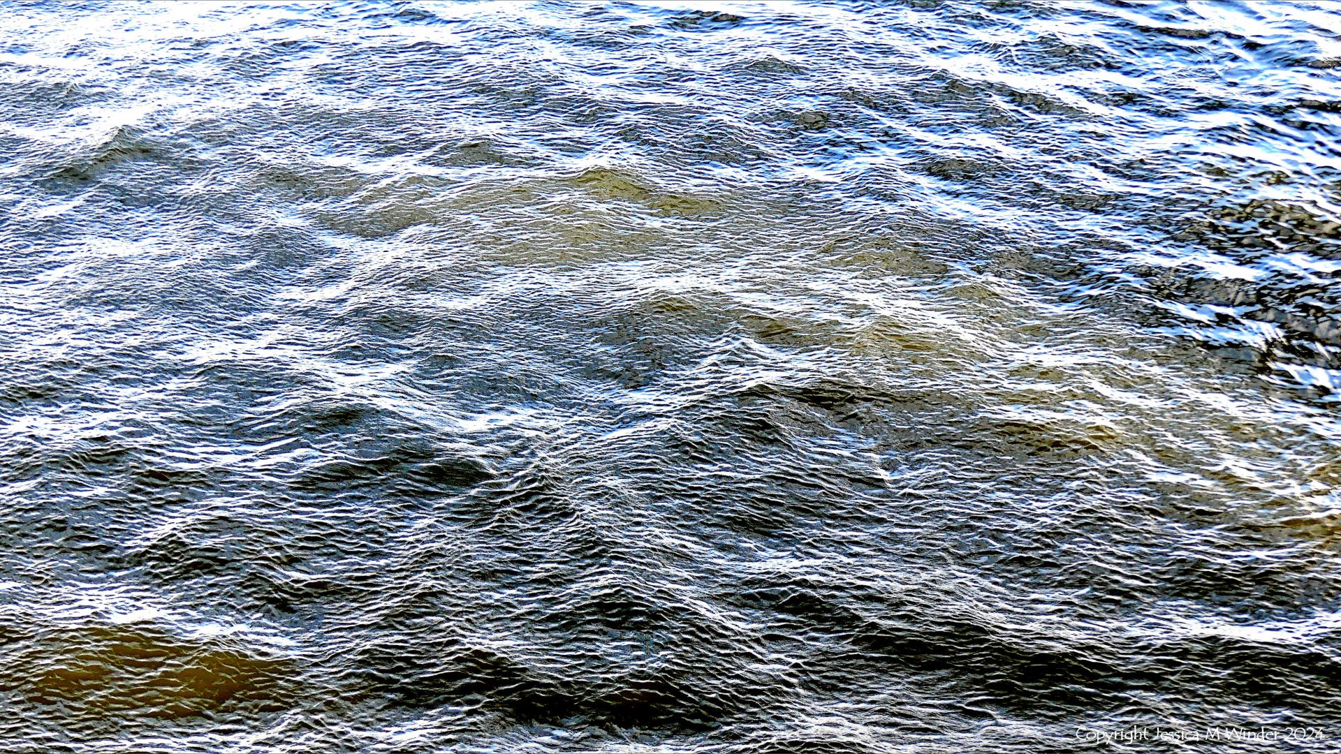 Natural abstract patterns of flow and reflection on the River Thames