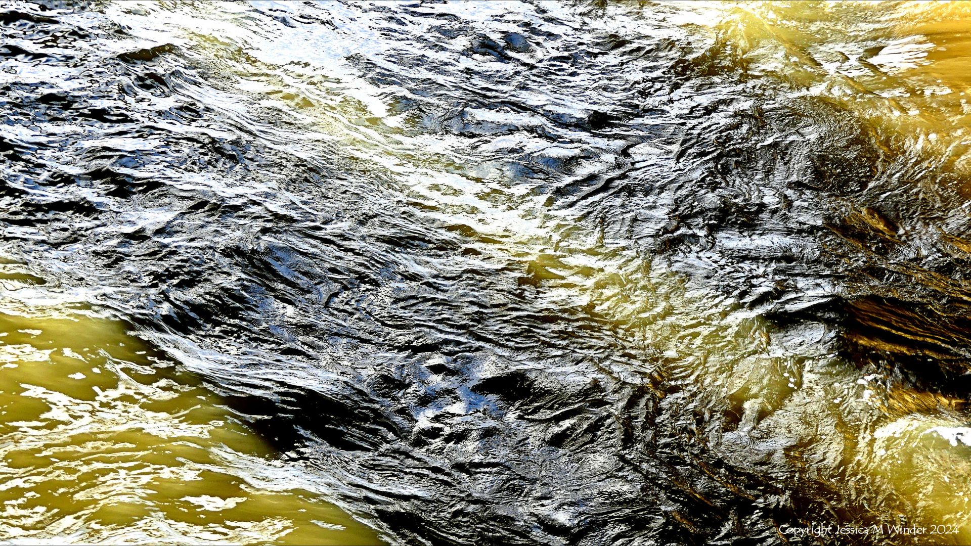 Natural abstract patterns of flow and reflection on the River Thames
