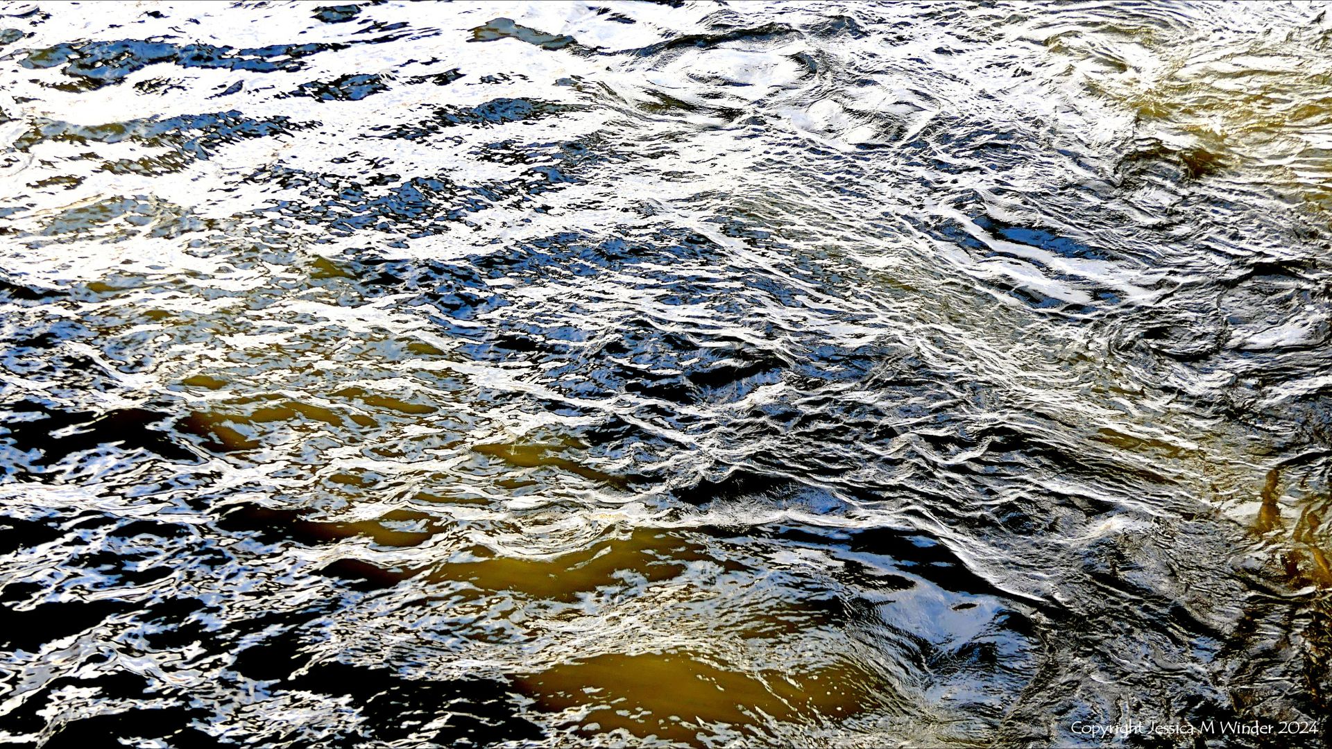 Natural abstract patterns of flow and reflection on the River Thames